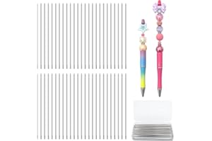 DASTTUIS 50 Pcs Pen Extenders for Beadable Pens Bulk - 4.6 Inch Stainless Steel DIY Beaded Pens Extender Rods with Blank Metal Bars Replacement, Office Accessories & Craft Gifts for Teachers