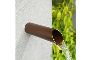 Aquadock 1.2 Inch 316 Stainless Steel Round Waterfall Spout Scupper, Outdoor Spillway Water Fountain Landscape Decor for Pools, Ponds, Water Walls, Overall Length 8 Inch (Matt Brown)