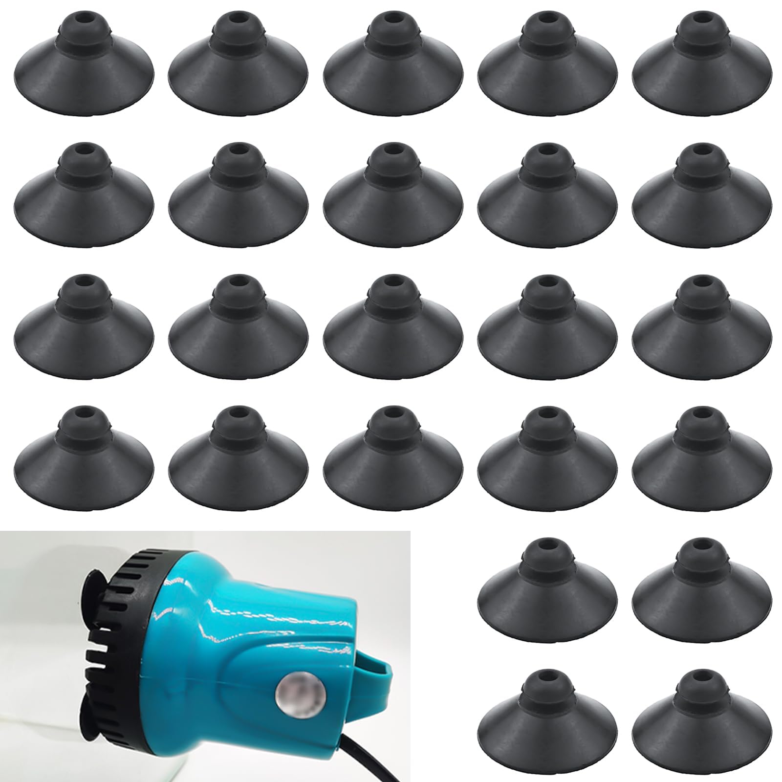 Qusmeiyici 24PCS Fish Tank Suction Cup Clips, Black Sucker Clips, Fish Tank Accessories, for Tank Pump, Overhead Line Tube, etc. Fish Tank Aeration Setup