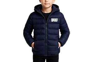 DKNY Boys Puffer Jacket - Midweight Insulated Wind Water Resistant Hooded Puffer Winter Coat - Quilted Winter Jacket for Boys