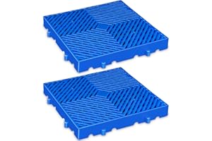 TMINEL Blue Plastic Pallets for Basement Storage Bulk Pallets with Grid for Sale Lightweight Plastic Pallet Waterproof Storage Pad for Outside Pet Cushion (BU-2pcs-15.74 * 15.74 * 1.96in)