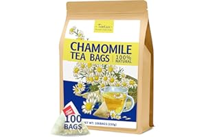 TeeLux Chamomile Tea Bags, 1.5g/bag, Pure Natural Chamomile Flowers Herbal Tea, Caffeine Free, 100 Count
