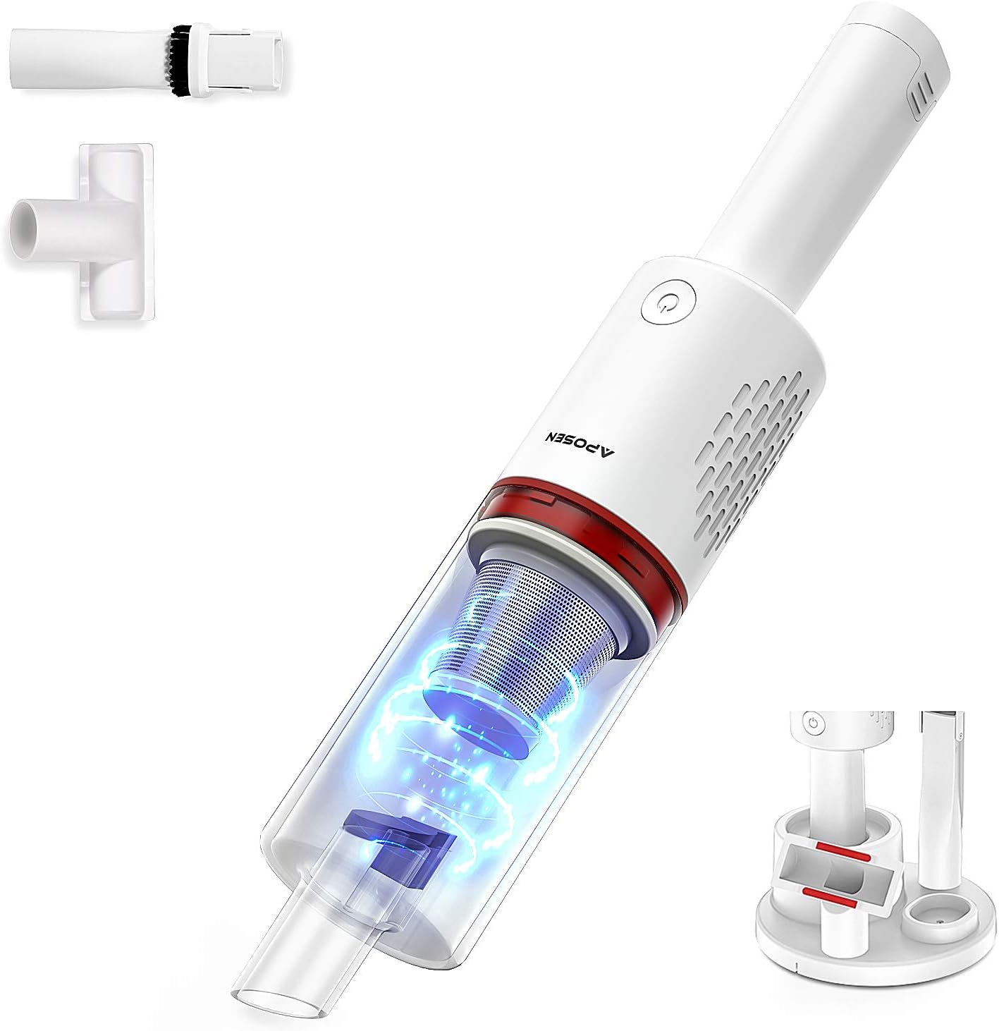 APOSEN Cordless Handheld Vacuum 16KPa Strong Suction with Charging Dock