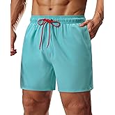 Gleeease Mens Swim Trunks 5 Inch with Mesh Lining Quick Dry Stretch Bathing Suits for Men Board Shorts Men's Swimwear