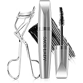 SACE LADY Waterproof Mascara with Lash Curler Volume and Length, Black No Clump Lift Lash Mascara, Lasting Smudge-proof Natural Looking Curl Eye Makeup Set, Cruelty Free, 0.28Oz