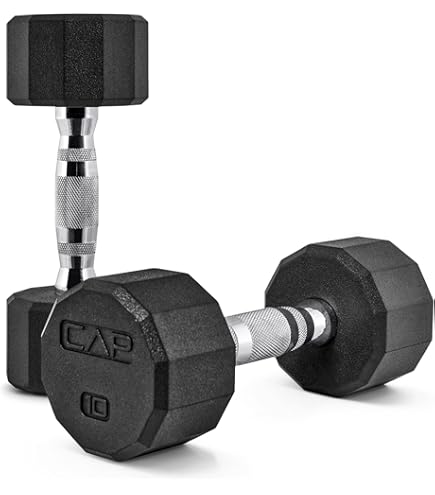 Cap Barbell Conjunto De 2 Mancuernas Hexagonales De Goma Con Asas De Metal, Peso A Elegir