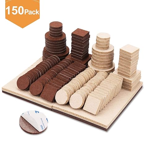 Felt Furniture Pads 150pcs Self Adhesive Floor Protectors For Chair Legs Feet For Hardwood Floors Two Colors Various Sizes Anti Scratch Furniture
