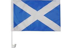 Scotland Car Flag 18'' x 12'' - Scottish Car Flags 30 x 45cm - Banner 18x12 INCHES Plastic Stick - Drapeau Ecosse AZ FLAG