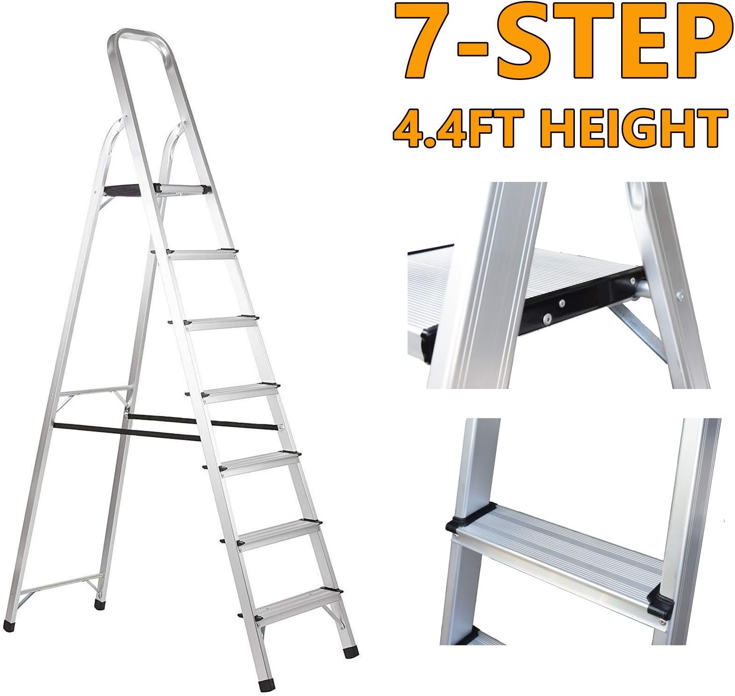 7Step Ladder Aluminum Folding Lightweight Portable NonSlip 330lb Max
