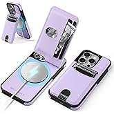 SkyEagle Compatible with Magsafe for iPhone 16 Pro Wallet Case with Card Holder Kickstand RFID Blocking Flip Cover Credit Card Slots PU Leather Men Women,Phone Case for Apple 16 Pro,Light Purple