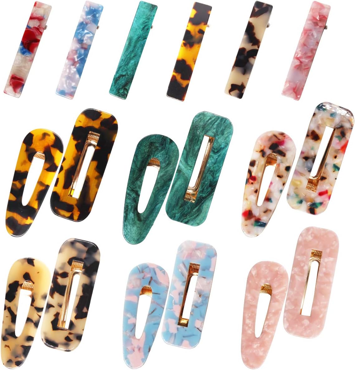 18PCS Acrylic Resin Hair Clips Barrettes Fashion Leopard Print Hairpins Vintage Fashion Hair Accessories for Lady Women Teens (6 Colors,3 Styles)