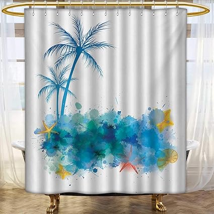 Amazon Com Lacencn Seashells Shower Curtains Fabric Summer View