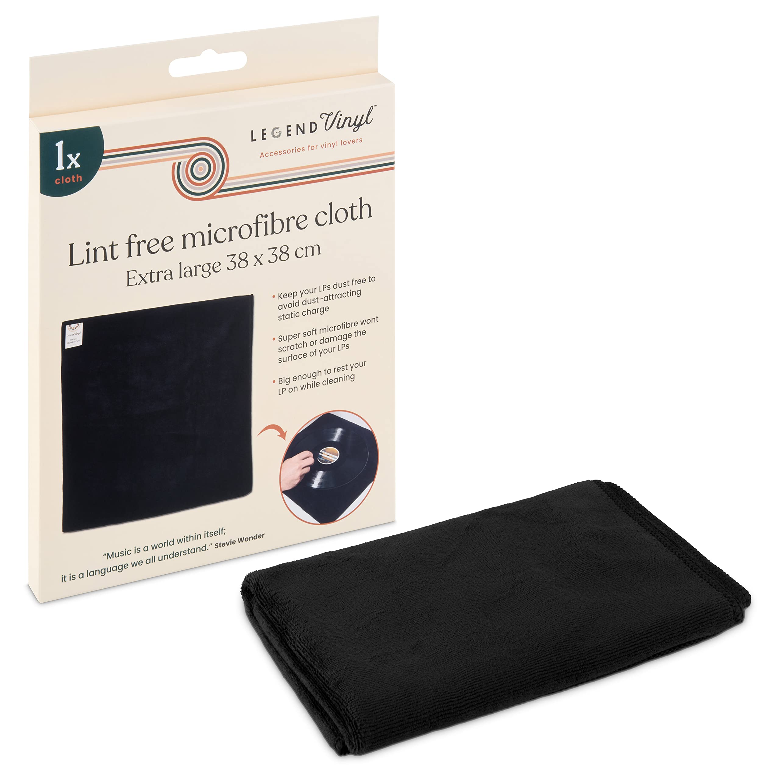 Legend Vinyl Extra Large Anti-Static Vinyl Record Cleaning Cloth - 38cm x 38cm Lint-Free Microfiber Cloths - Perfect for Cleaning and Protecting Your Vinyl Records