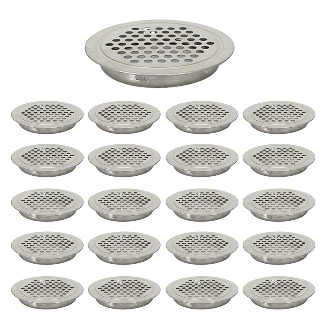 25mm Flat Circular Air Vent Covers Stainless Steel Mesh Hole for Cabinet Bathroom Office Kitchen Ventilation 20 Pieces