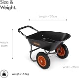 VonHaus Wheelbarrow 78L Heavy Duty Garden Cart with Two Pneumatic Tyres view 6