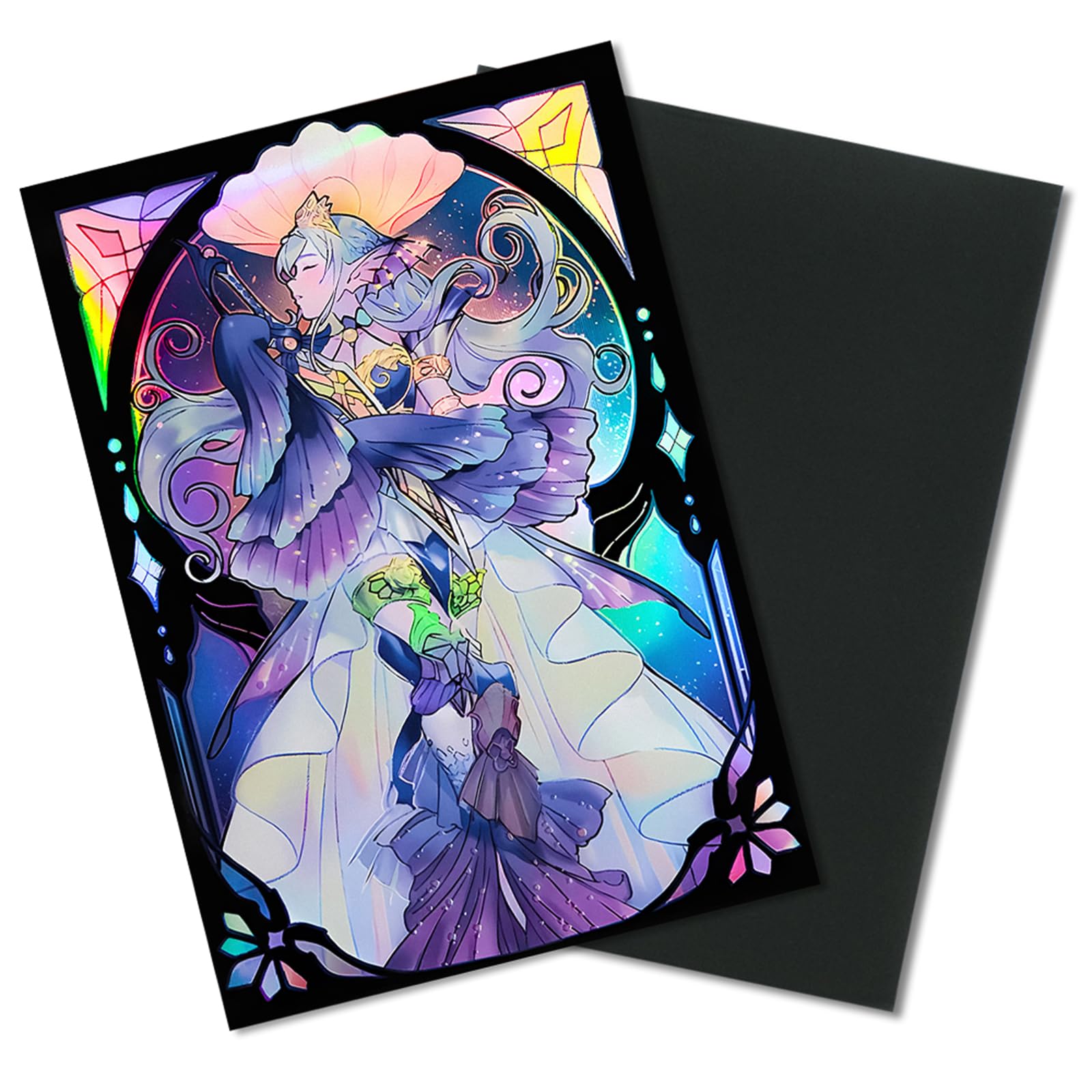 50 PCS Holographic Card Sleeves for YGO Art Anime Card Sleeves in Japanese Size Protectors Trading Card Sleeves 63 mm x 90 mm