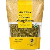 Khazana Organic Mung Beans (2lb) - Green Gram Whole Haricots - Non GMO, Gluten Free &amp; Kosher - Authentic Lentils from India
