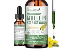 MULITTEA Mullein Drops for Lungs - Lung Cleanse & Detox- Vegan Mullein Leaf Extract Support Immune,Respiratory Digestive -9 Potent Herbal Supplement to Renew -As Liquid, Tincture