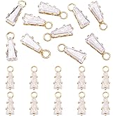 FASHEWELRY 10Pcs 18K Gold Plated Trapezoid Charms Cubic Zirconia Charms Brass Sparkling Micro Pave CZ Pendants for Bracelet Necklace Jewelry Making Festival Gift
