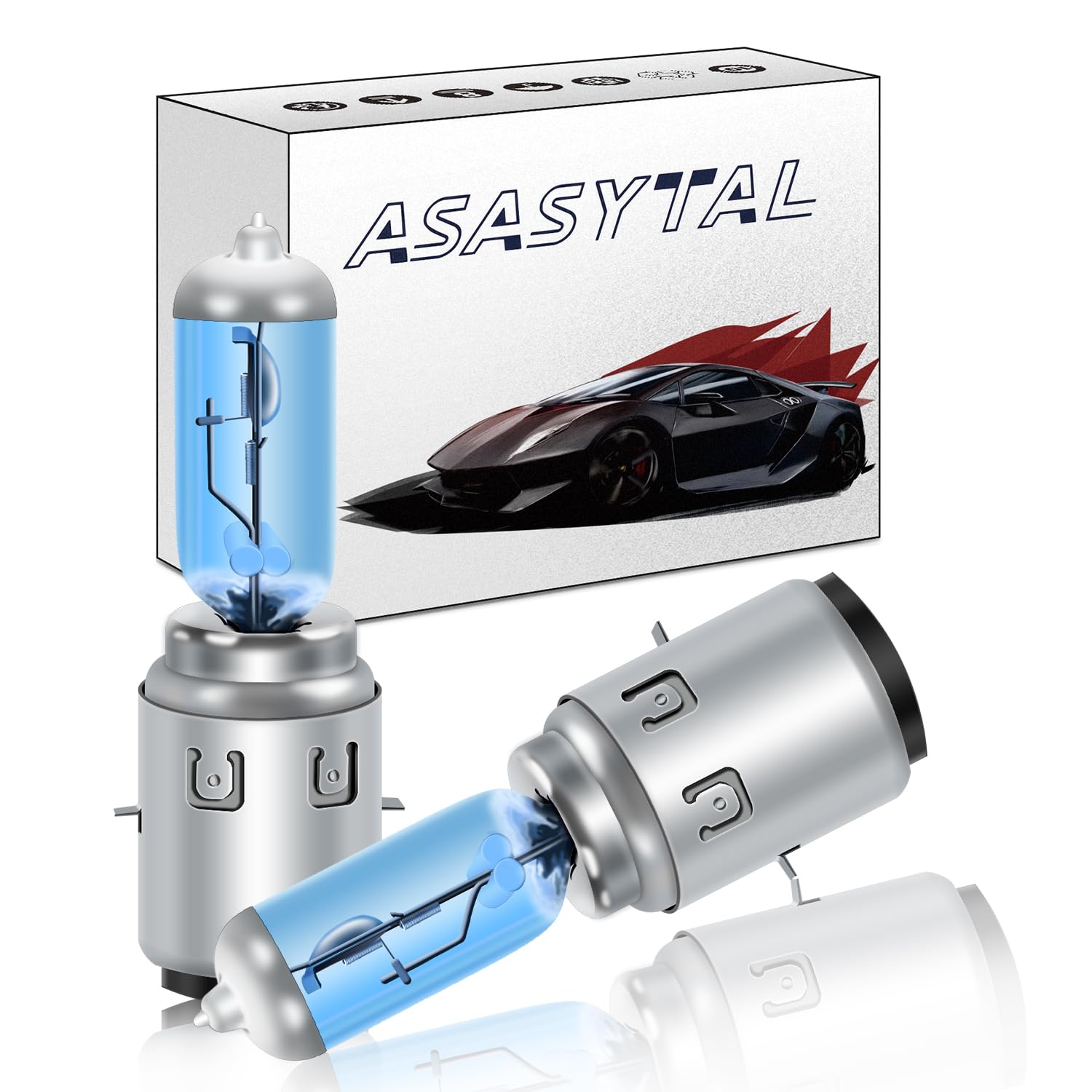 Asasytal Ba20d S2 12V 35/35W Halogen Headlight Bulbs, Hi/Lo Beam DRL Halogen Fog Light OEM Replacement, 5500K WarmWhite Brightness for Auto Car Motorcycle Motorbike Scooter, 2 Pieces