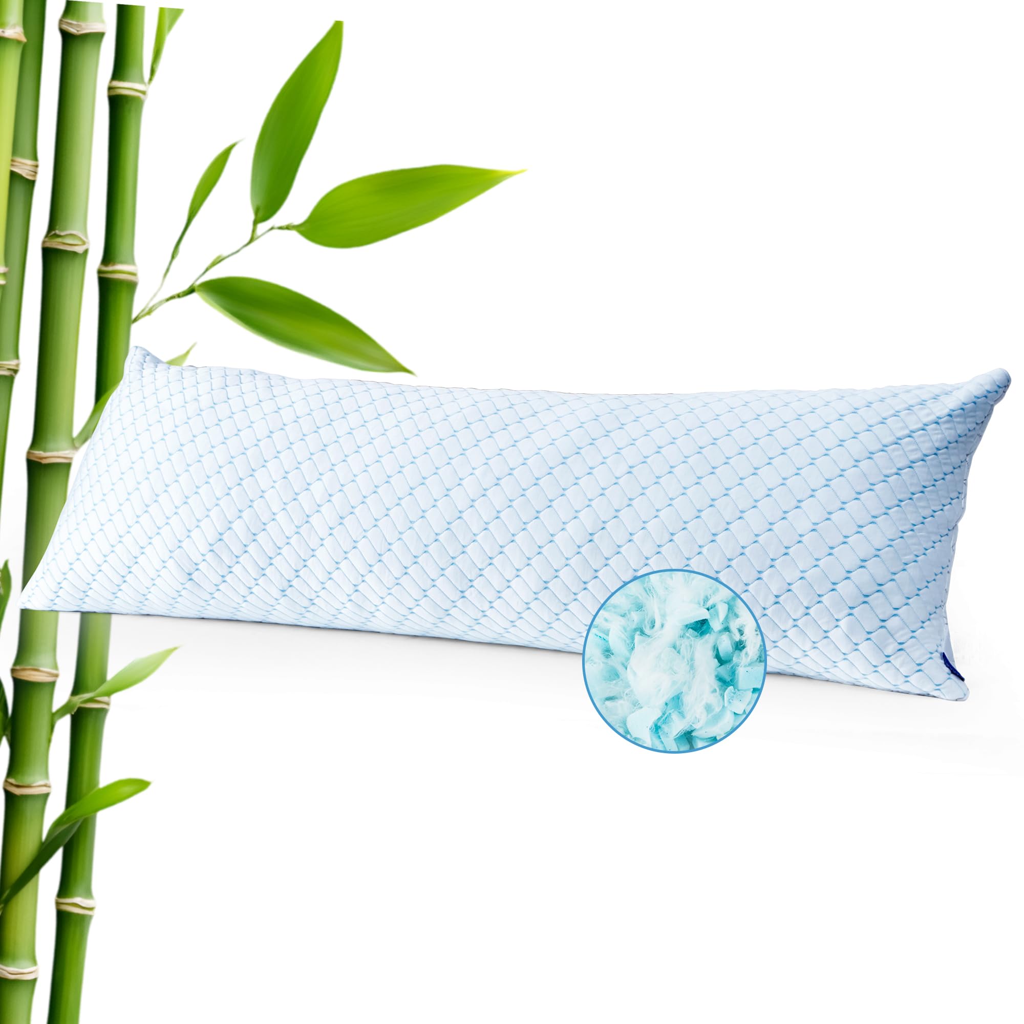 Photo 1 of Bafode Body Pillow for Women, Cooling Body Pillow for Adults, Memory Foam Pillows for Side Sleeper, Adjustable Large Body with Pillow Pillowcase, Firm Bed Pillow (White, 20x54)