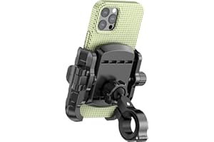 LOKTENWO Bike Motorcycle Phone Mount with Aluminum Alloy Mounting Base, [1s Lock & Release] [No Block Camera] Bicycle Handlebar Cell Phone Holder for Scooter ATV, Fit 5.4-7.2" Smartphone