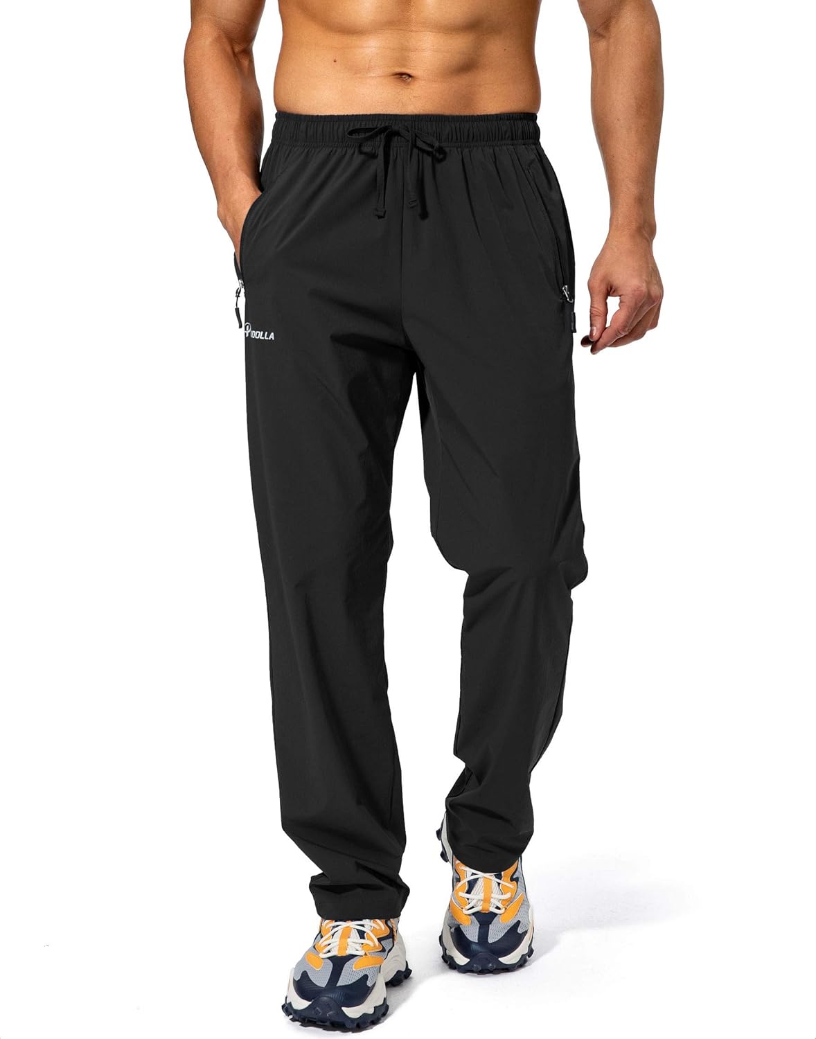 Pudolla Men's Workout Athletic Pants Elastic Waist Jogging Running Pants for Men with Zipper Pockets: Clothing