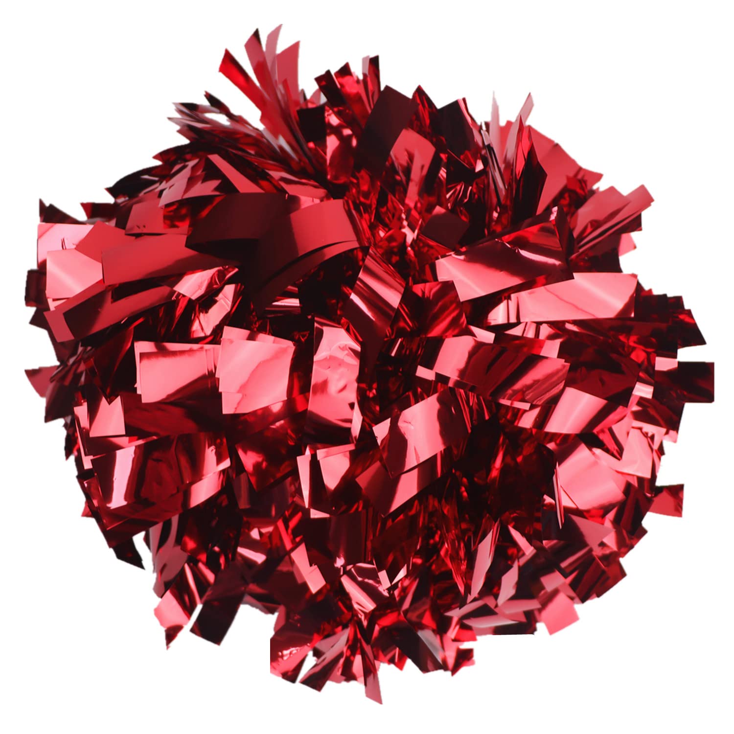 Photo 1 of GUIFIER 2 Pieces 6 Inches Metallic Cheerleading Pom Poms with Baton Handle, Cheerleader Pom Poms, Metallic Pom Pom Cheer for Cheerleading Gifts, Sports Team Spirit Cheering (Red)