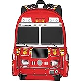 Droerfes Fire Truck Backpack School Bag Lightweight Bookbag Laptop Travel Daypack For Kids Girls Boys Teens