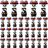 VioraWhite 25 Pcs Day of the Dead Mini Skeleton Figurines Sugar Skull | La Catrina Skeleton Figures, Día De Los Muertos Party Favors, Gift Bag Fillers, Window Decorations, Hide Seek Prop