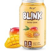 NÜLIFE Sparkling Energy Drink – Zero Sugar, Zero Calorie – Natural Caffeine + Lutein for Eye Support – BL!NK Essential Vitamins – Vegan, Gluten-Free – Mango Flavor, 11.16 Fl Oz (1 Pack)