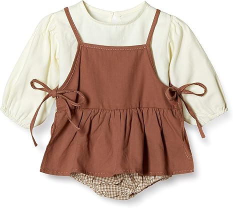 Amazon Co Jp Elmo エルモ 子供用ワンピース ギンガムレイヤードロンパース ベビー ベージュ 80 A 並行輸入品 服 ファッション小物