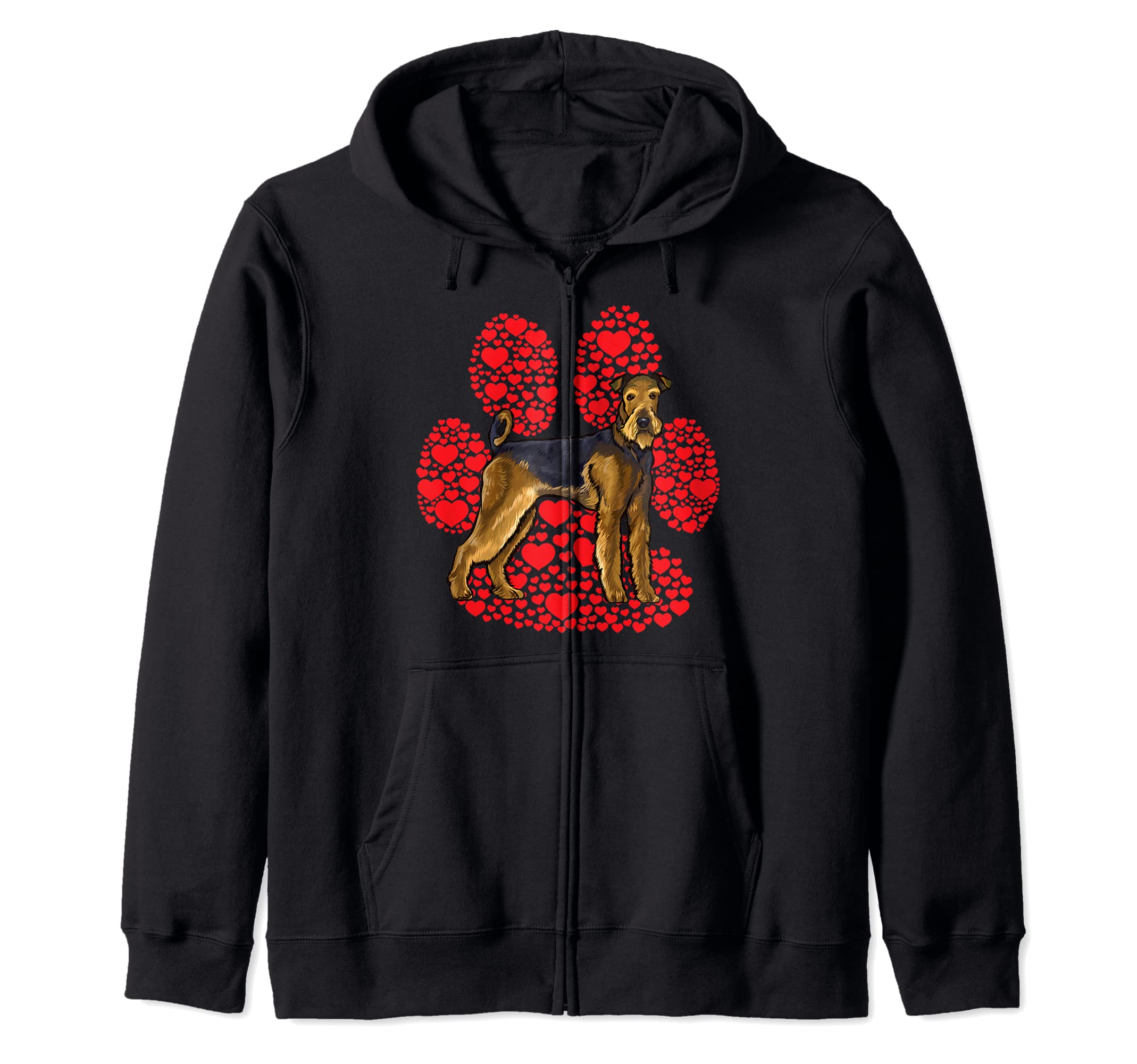 Airedale Terrier Valentines Day Dog Love Paw Zip Hoodie