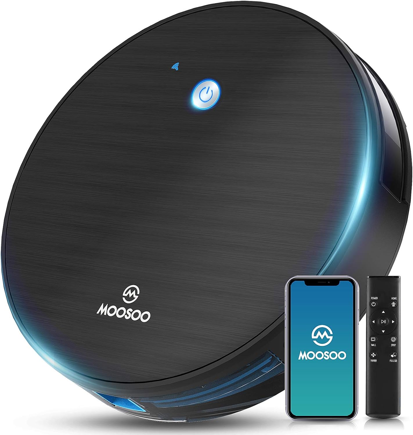Robot Vacuum, MOOSOO Robotic Vacuum Cleaner, Wi-Fi Connectivity, 1800Pa Suction, Self-Charging, Multiple Cleaning Modes, Best for Pet Hairs, Hard Floor & Medium Carpet -