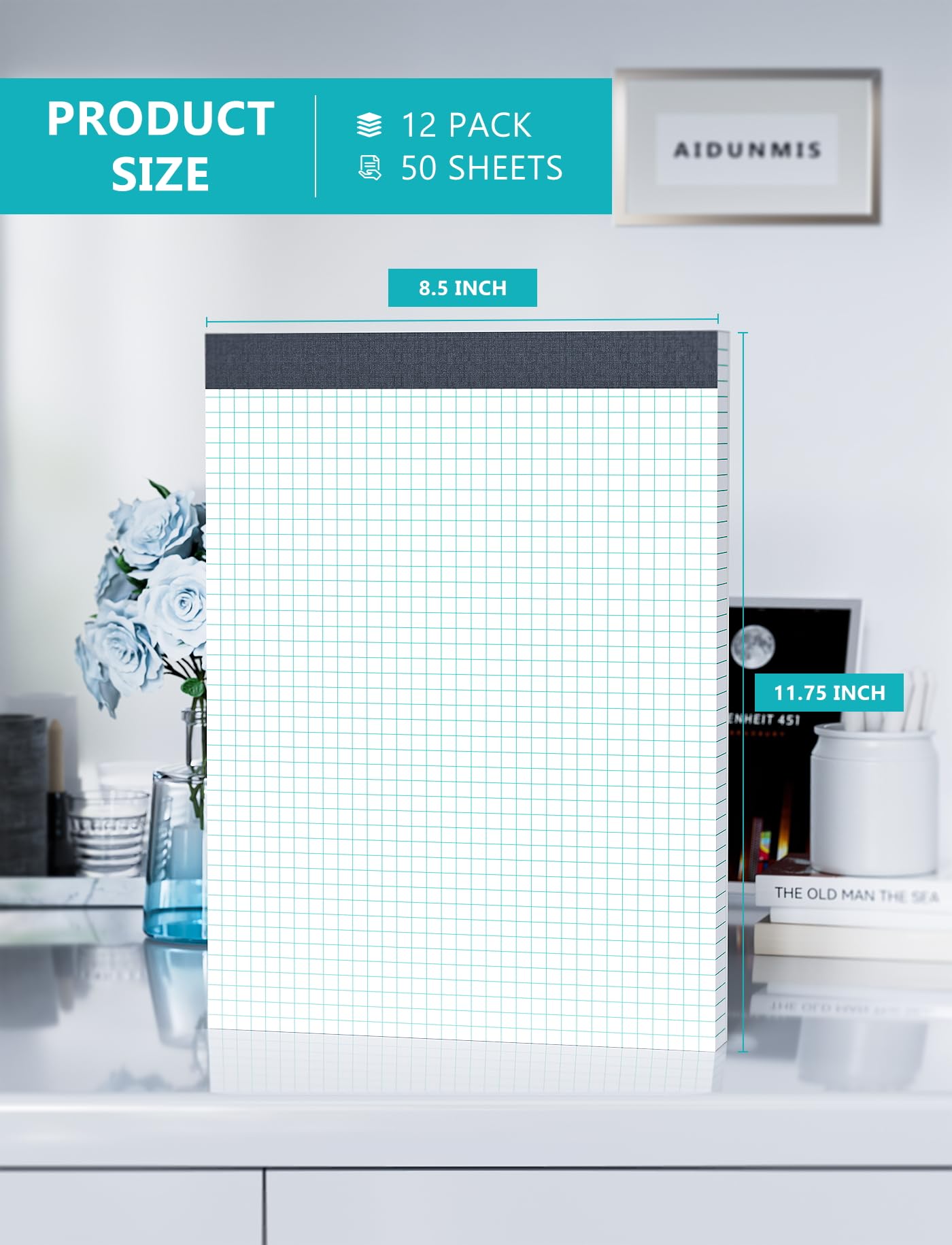Mua 12 Pack Graph Paper Pads 8.5 x 11.75 Grid Paper 4x4 Blue Quad Rule ...