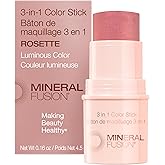 Mineral Fusion 3-in-1 Color Stick - Hydrating Cream Blush Tint for Cheek, Lip and Eye - Natural Multi Use Makeup (Rosette)