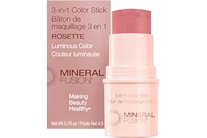 Mineral Fusion 3-in-1 Color Stick - Hydrating Cream Blush Tint for Cheek, Lip and Eye - Natural Multi Use Makeup (Rosette)