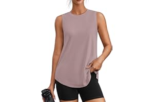 PINSPARK Workout Tops for Women Sleeveless Athletic Tank Tops UPF 50+ Running Tanks with Side Slits Loose Fit Gym Yoga Shirt