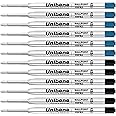 Unibene Parker Compatible Ballpoint Refills 12 Pack,1.0mm Medium Point-6 Black&6 Blue, Smooth Writing Replaceable German Ink Tactical Pen Refills for Parker Ballpoint/UZI Pen