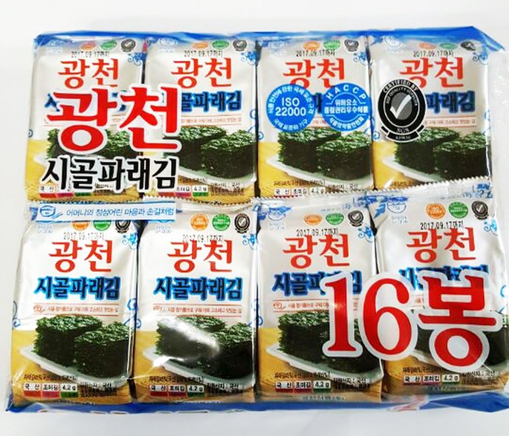 SiGol Seaweed Natural Roasted Seaweed Snack 4.2G 0.14Oz(8Sheet)-(Pack Of 16)
