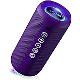 Ortizan Portable Bluetooth Speaker: IPX7 Waterproof, 24W Loud Sound, Deep Bass, Bluetooth 5.3, LED Lights, Wireless Stereo Pairing, 30H Playtime, for Home/Outdoor/Party/Beach, Birthday Gift (Purple)