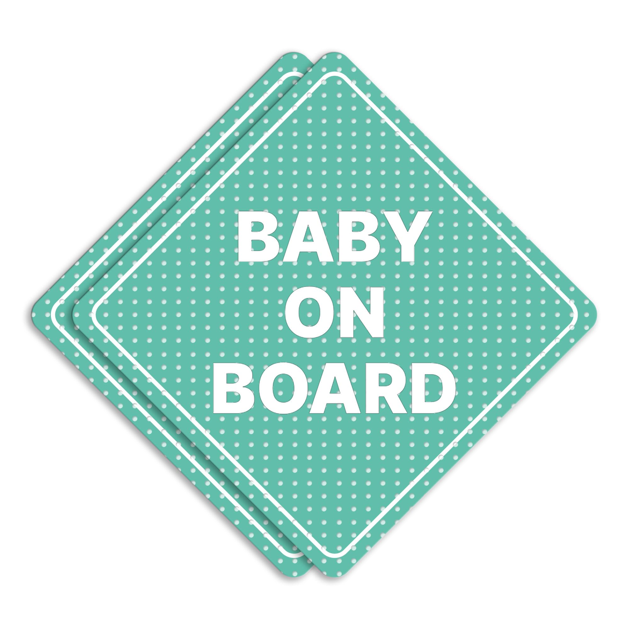 GEEKBEAR Baby on Board Sticker or Magent for Cars - 2 Pack Safety Signs, 6.8 x 6.8 in (Sticker, Mint)