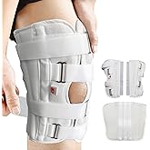 Azmec Straight Leg Brace Tri-Panel Orthopedic Knee Immobilizer 12" Long Adjustable Side Panels Knee Splint &ndash; Lightweight Universal Leg Brace for Adolescent, Women and Men - White