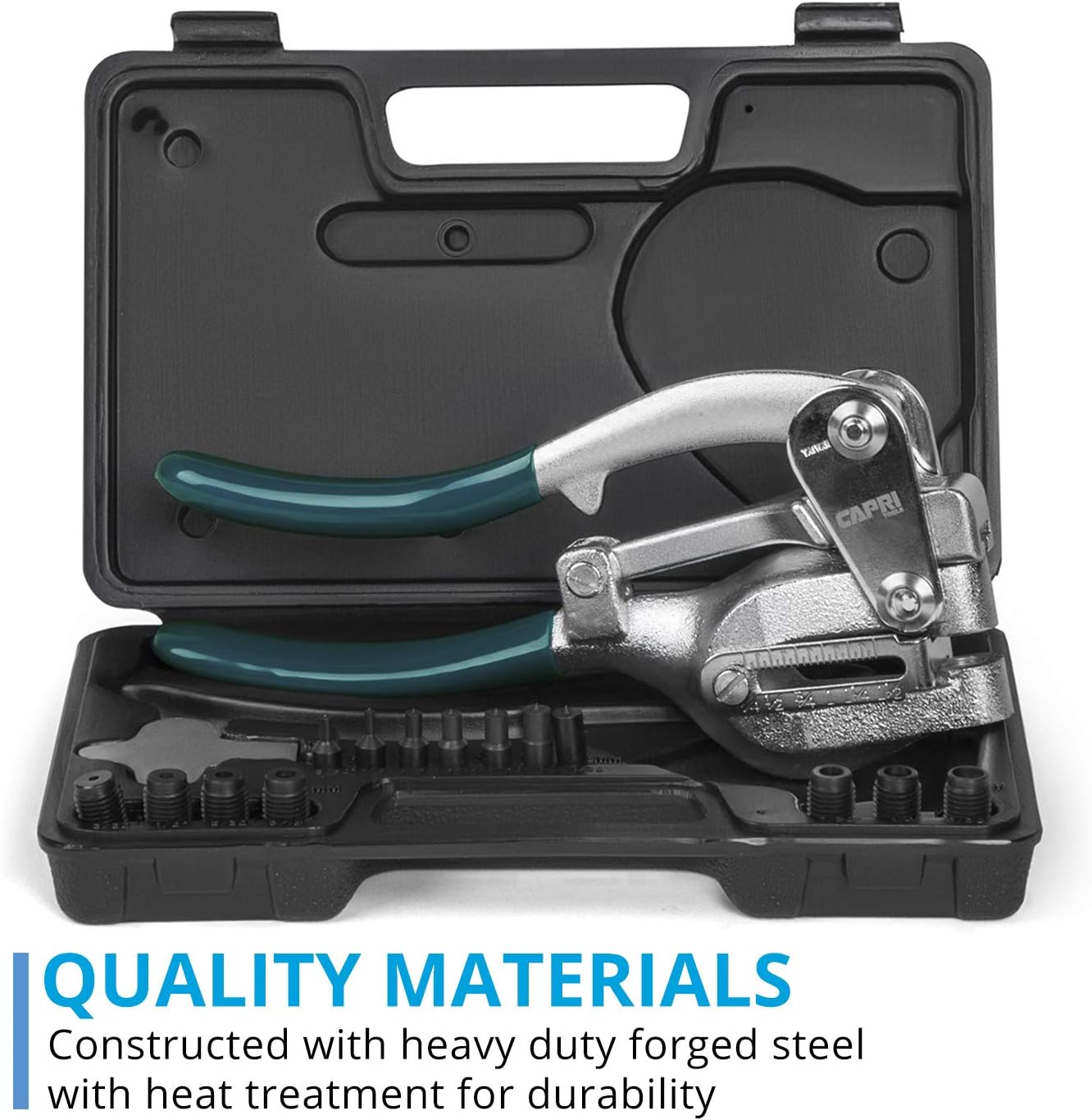 Capri Tools CP21050 21050 Metal Hole Punch Set With Puncher 16 Piece, Black - - 