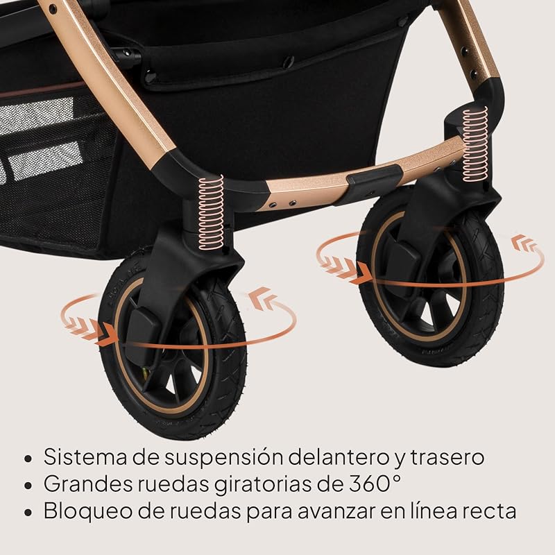 Amber Coche de bebé multifuncional 2 en 1 Conjunto silla de paseo con el Asiento de Cubo e Capazo Manillar regulable Bolsa Mosquitero Protector de lluvia