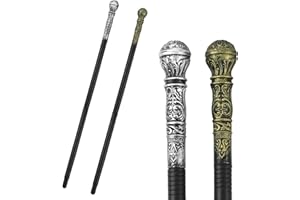 MOUNMDA 2 Sets Walking Cane Halloween Costume Accessory Elegant Vintage Prop Stick Dress King Pimp Canes for Adults and Kids