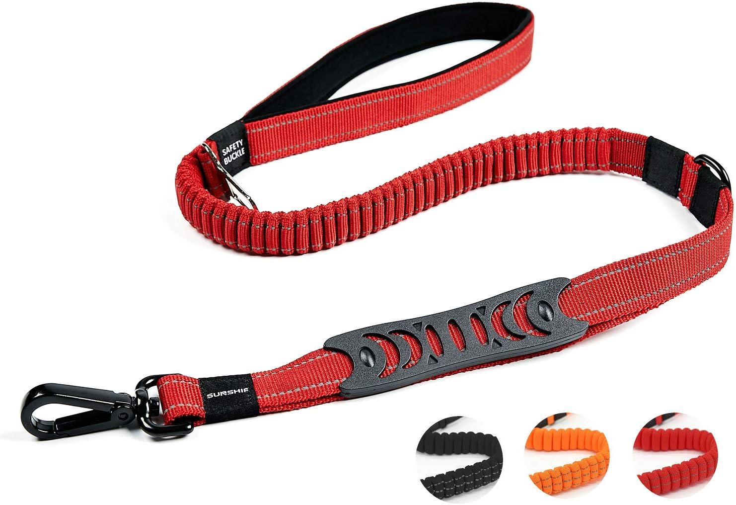 Petvins Heavy Duty Bungee Dog Leash - 5 Ft Reflective Dog Shock Absorbing Training Leash with Double Traffic Handles - Dog Car Seat Belt - Strong Climbing Rope