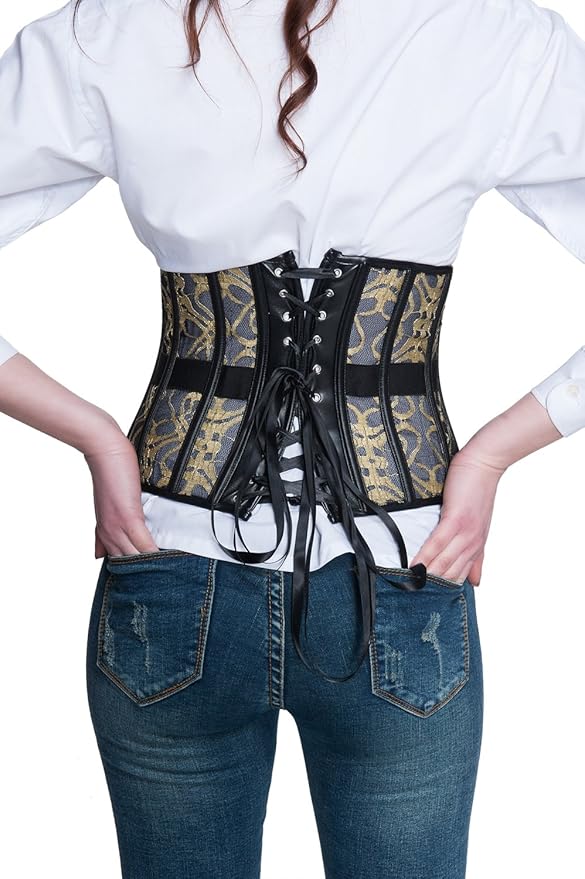 E-girl Damen Taillenmieder Unterbrust Korsett Mit Blumen Rücken Schnürung