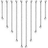 Necklace Extenders, 10Pcs Stainless Steel Silver Necklace Bracelet Anklet Extension Chains with Lobster Clasps and Closures for Jewelry Making