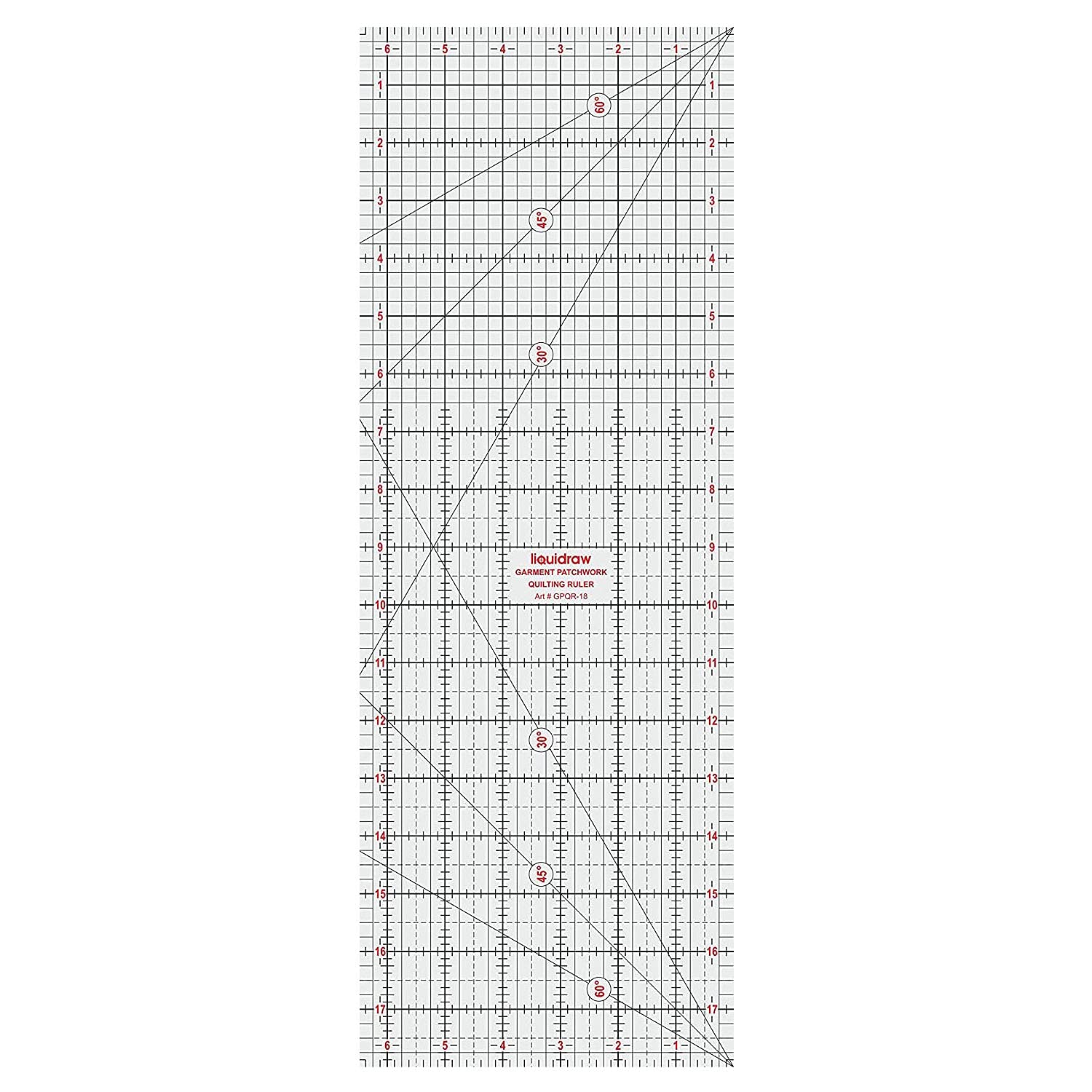 Liquidraw® Patchwork Quilting Ruler, Acrylic Imperial Template Transparent (6 x 24" / 6 x 18" / 6 x 12") (6 x 18")